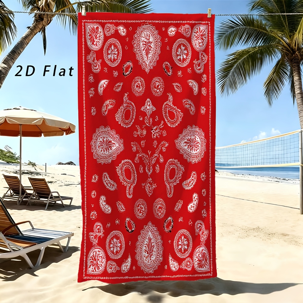 Woven Scarf Blanket - Klassisches Bandana-Strandtuch, traditionelles weißes Paisley-Muster auf