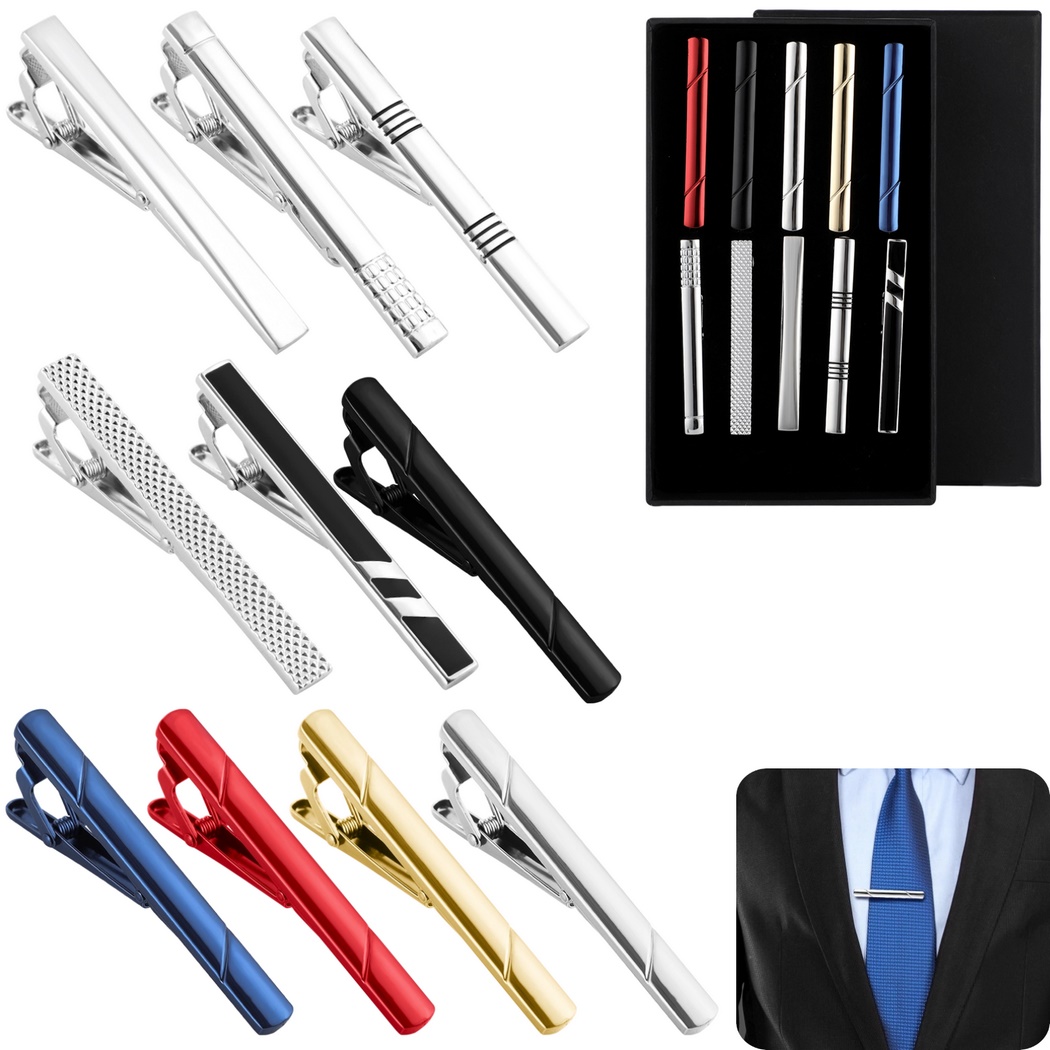 Tie Bar Set Gift - 10-teiliges Krawattenklammer-Set für Herren, Krawattenspangen aus