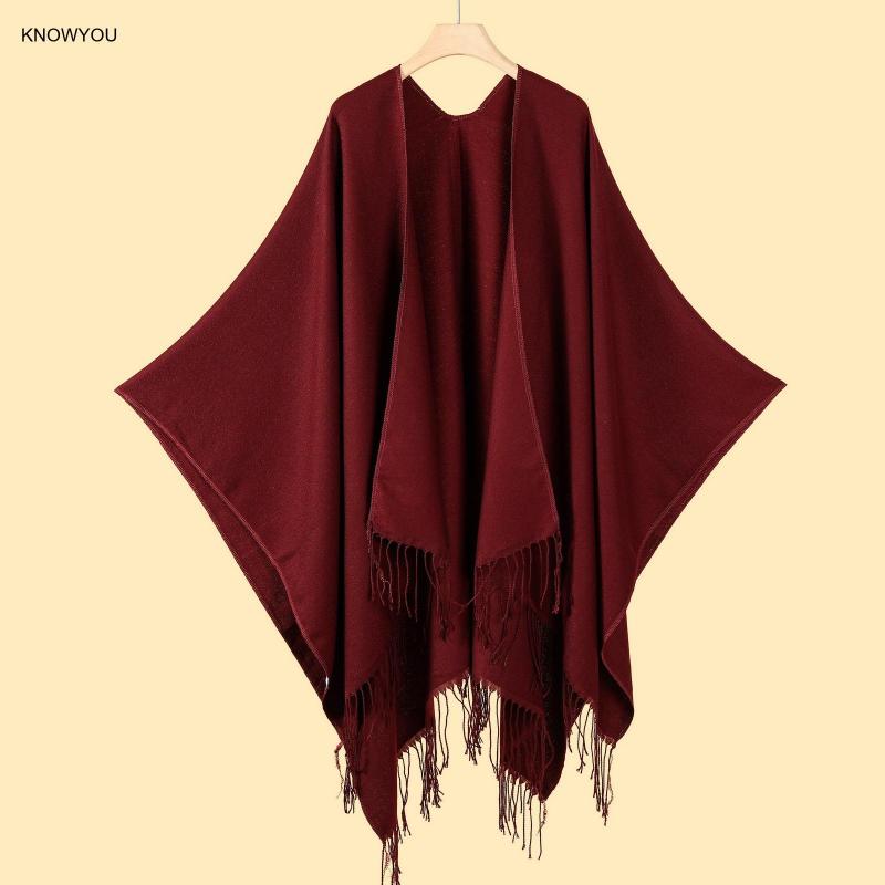 Muffler Men Wool - Einfarbig Ponchos Männer Frauen Große Größe