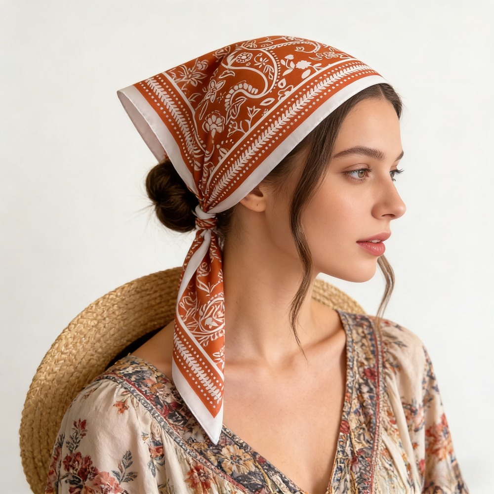 Scarf Silk Square - 1 Stück modischer Seidenschal mit Cashew-Print,