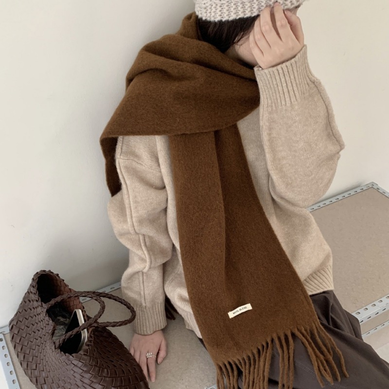 Muffler Men Wool - Koreanische Version Chic Solide Quaste Schal