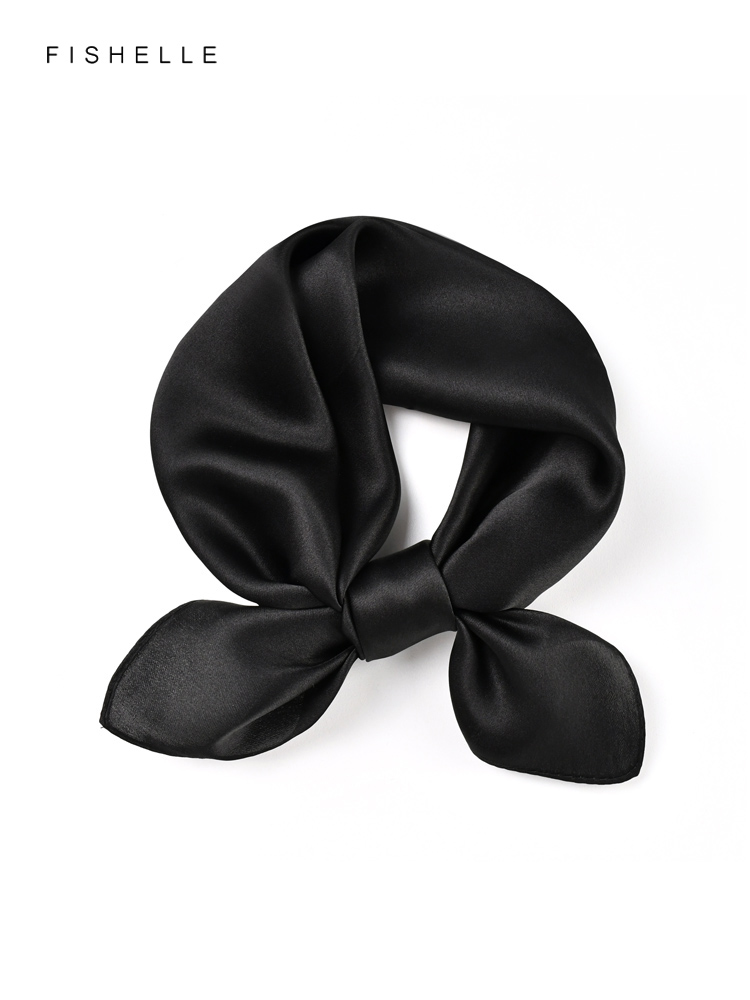 Scarf Silk Square - Einfarbig schwarz reiner Seidenschal Kopftuch Taschentuch