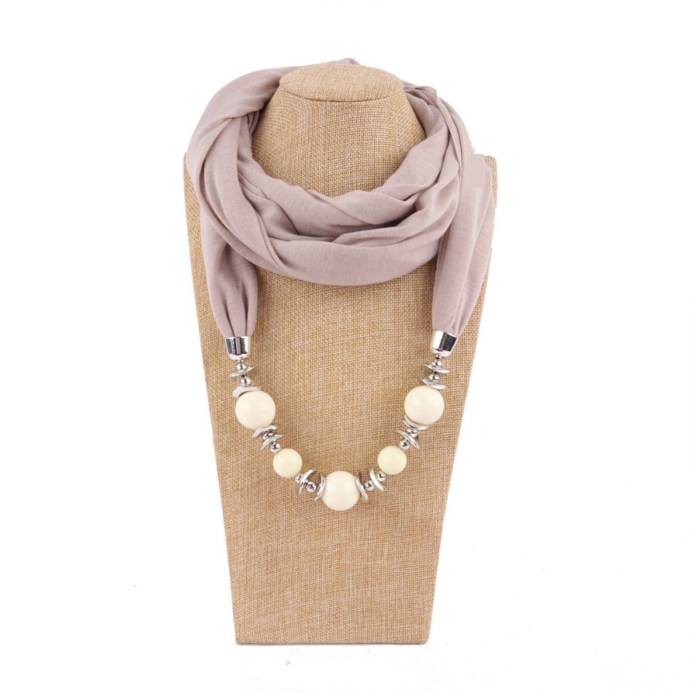 Infinity Scarf Knit - Neuer Chiffon-Schal mit Perlen, einfarbig, Infinity-Schal,