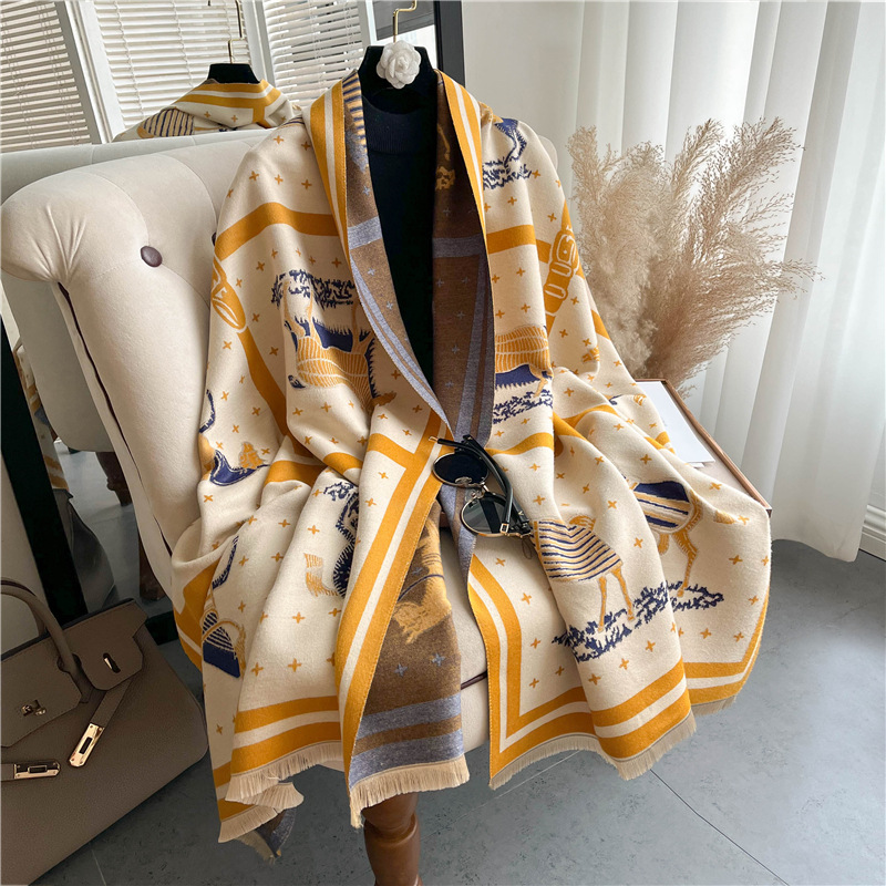 Luxus Pferd Druck Dicke Kaschm – Woven Scarf Blanket Bewertung und Preis