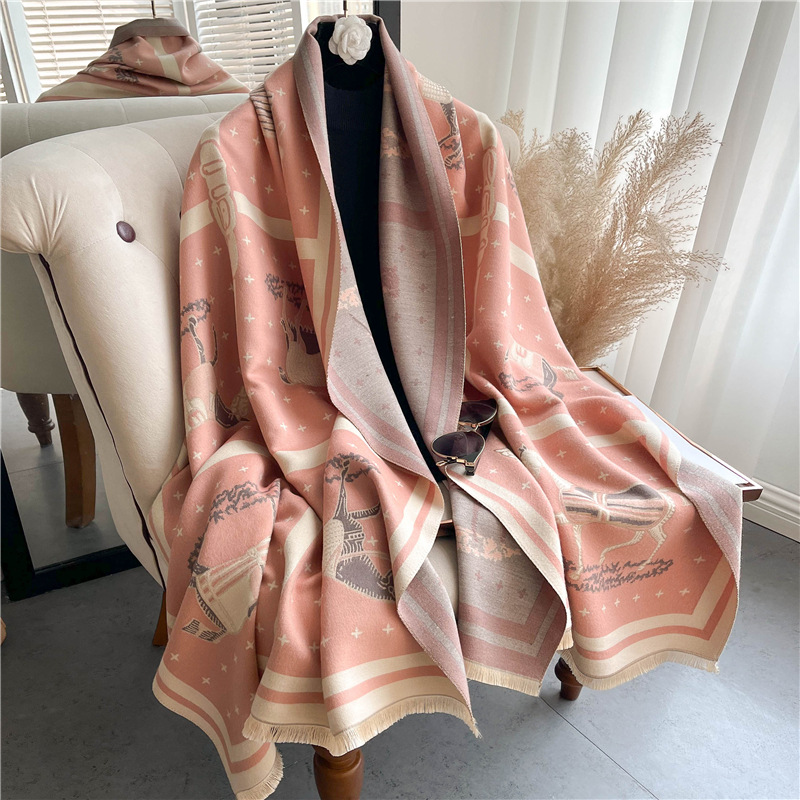 Luxus Pferd Druck Dicke Kaschm – Woven Scarf Blanket Bewertung und Preis