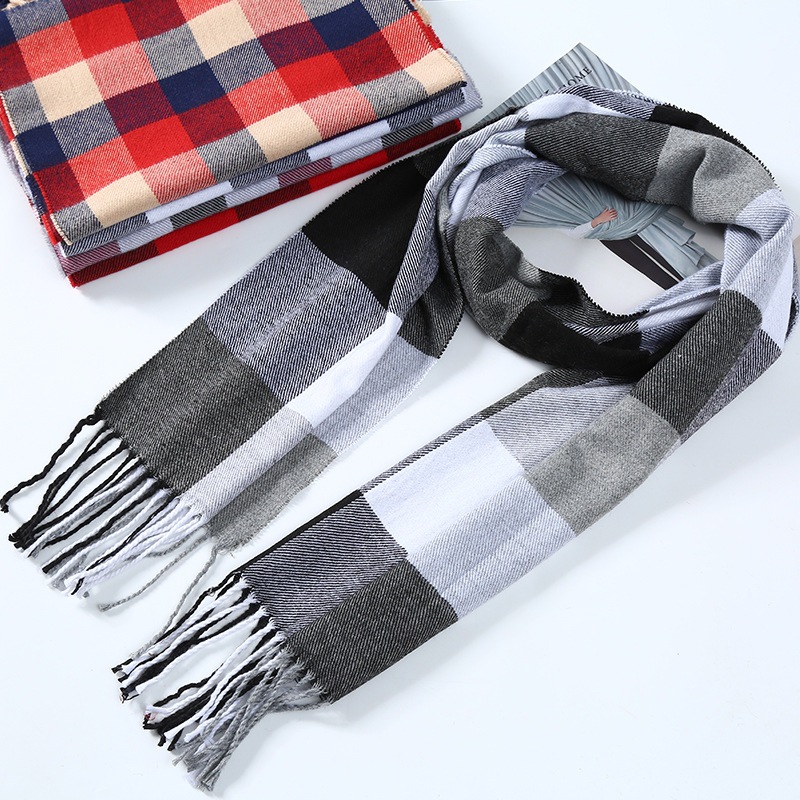 Winter Männer Schal Plaid Stre – Muffler Men Wool Bewertung und Preis